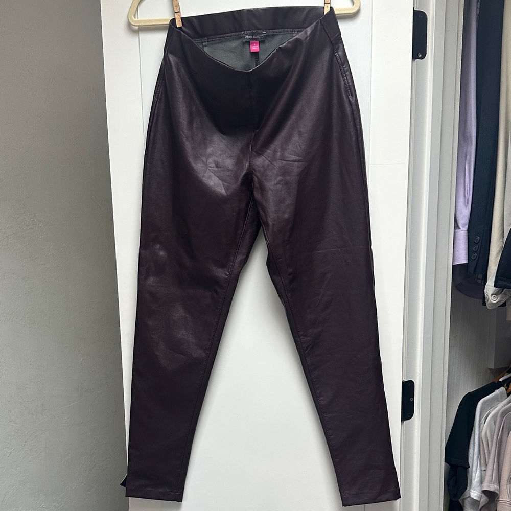 Vince Camuto Plum/Dark Brown Leather Pants